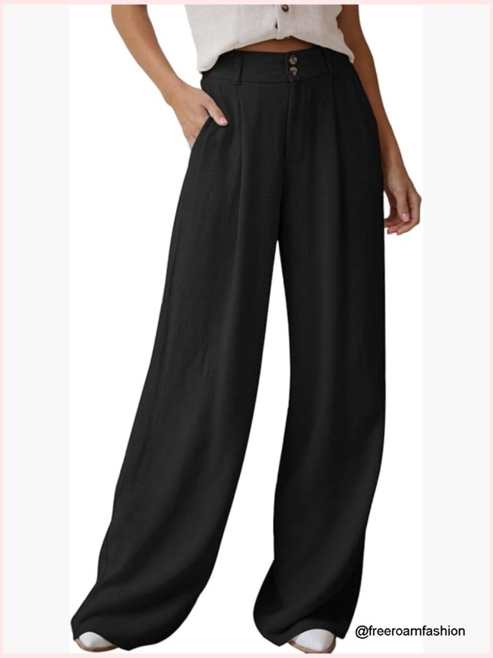 High Waisted Wide Leg Linen Pants with Pockets